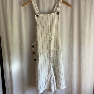 Linen blend overall romper